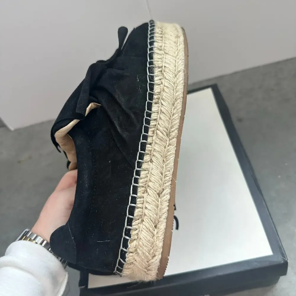 J/Slide Reese Black Suede Ruffle Espadrilles Size 8.5